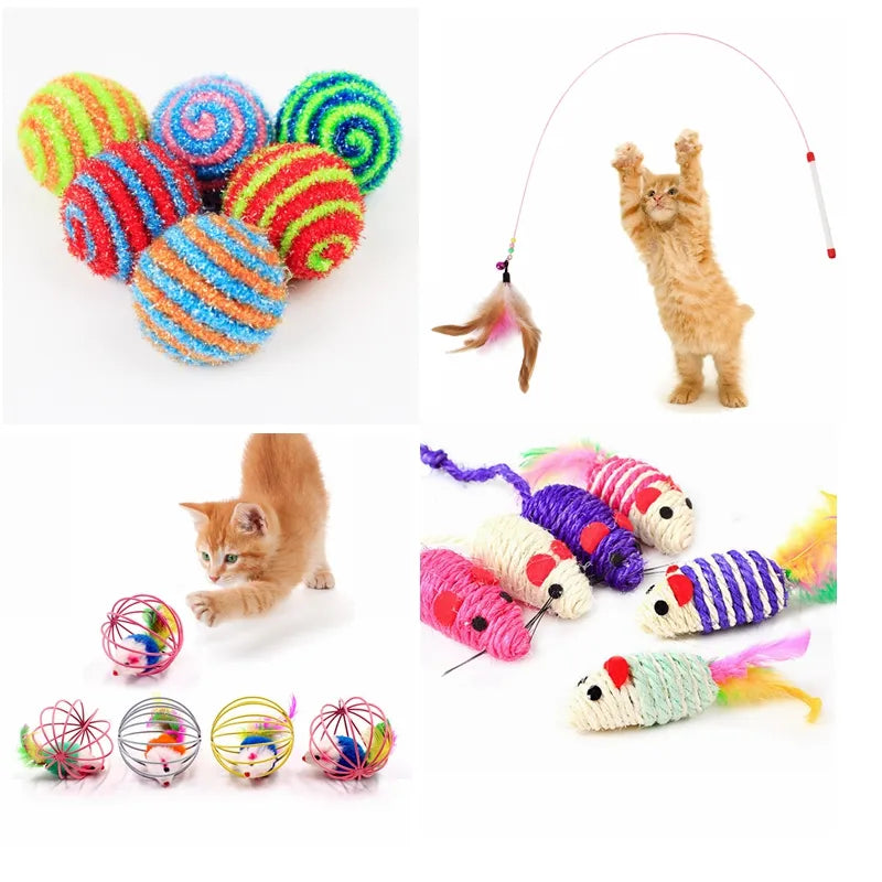 Cat Toy Stick Feather Wand With Bell Mouse Cage Toys