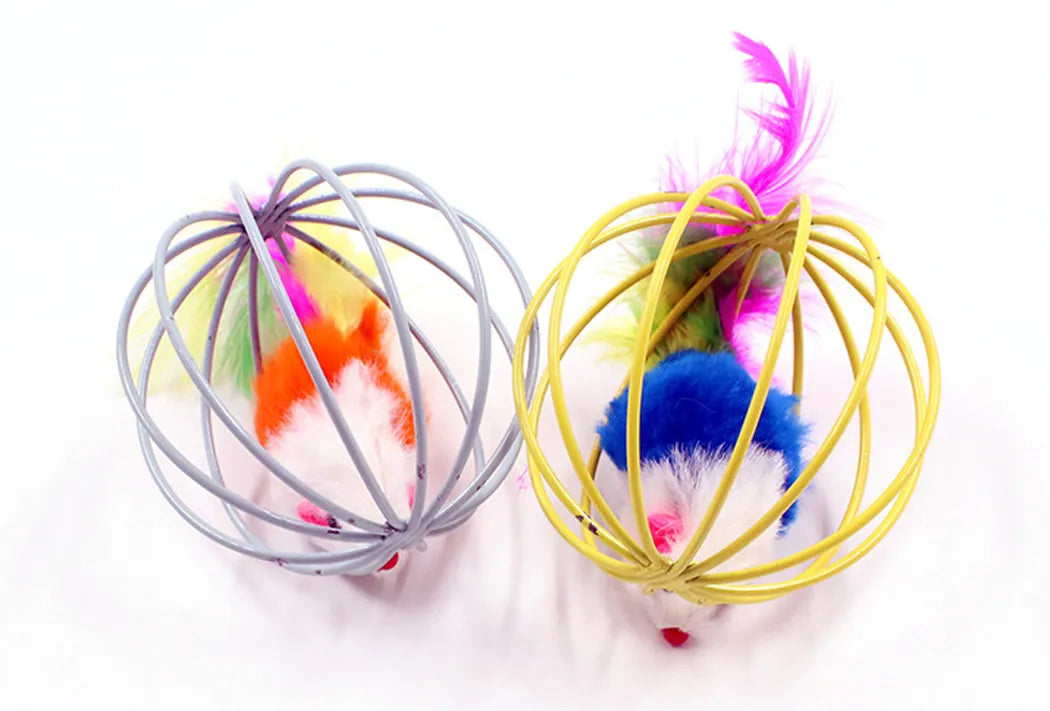 Cat Toy Stick Feather Wand With Bell Mouse Cage Toys