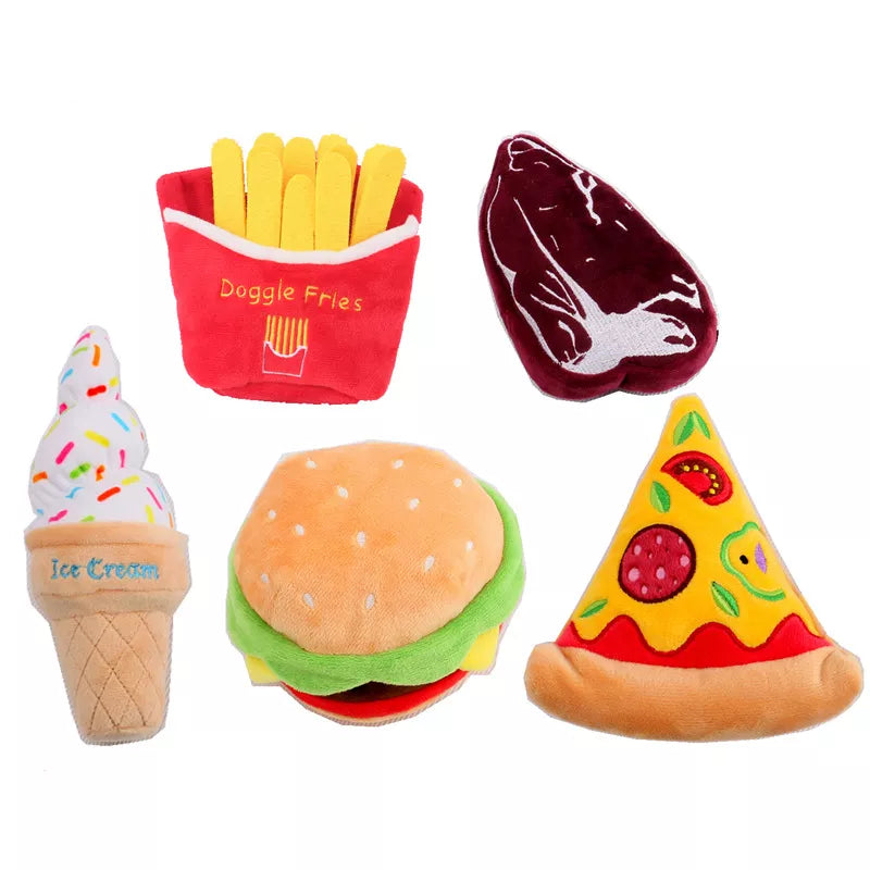 Cute Pet Plush Toy Creative French Fries Burger Meat Funny toy