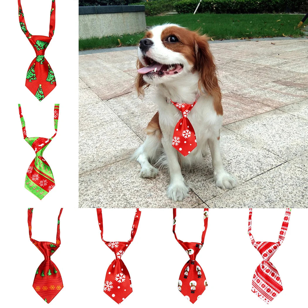 Christmas Neck Tie Adjustable Cute Cartoon Printed Dog Cat Pet Tie