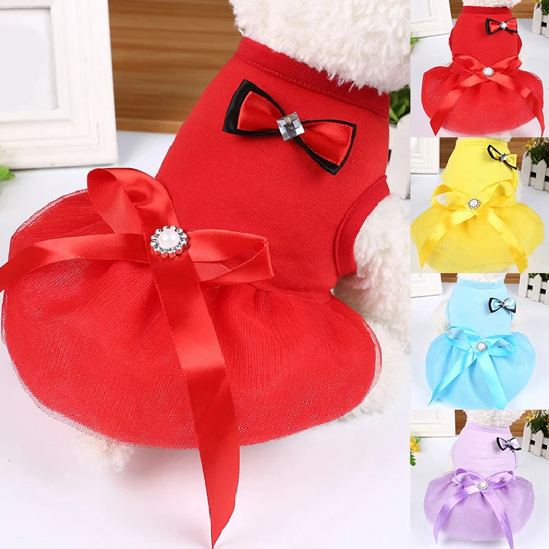 Bowknot Dog Skirt Pet Cloth Summer Cute