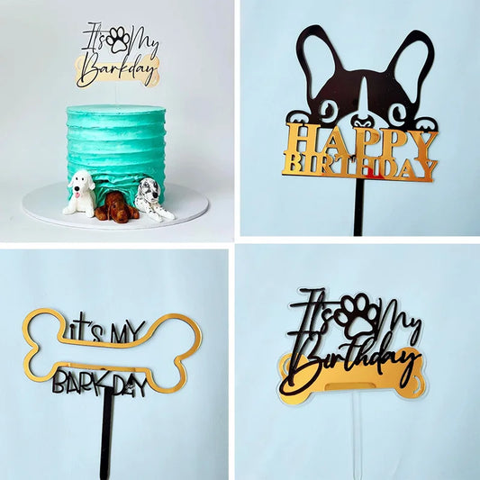 New Pet Dog Acrylic Birthday Cake Toppers