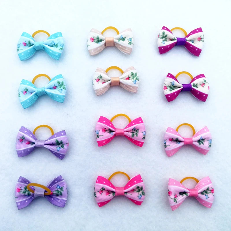 Cute Ribbon Puppy Medium Small Dog Hair Bows