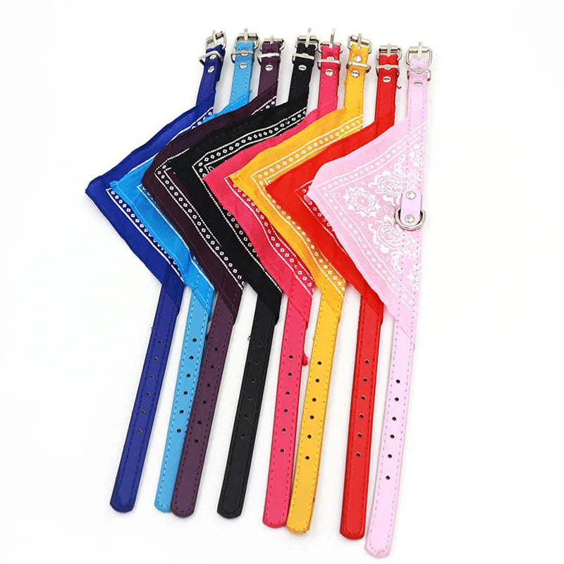 Classic Pet Cat Collar PU Leather Small Dog Scarf