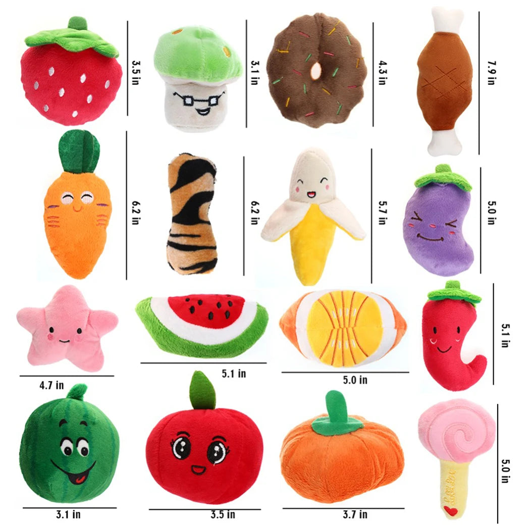 Cat Dog Plush Toys Cartoon Cute Fruit Food Shape Bite Resistant