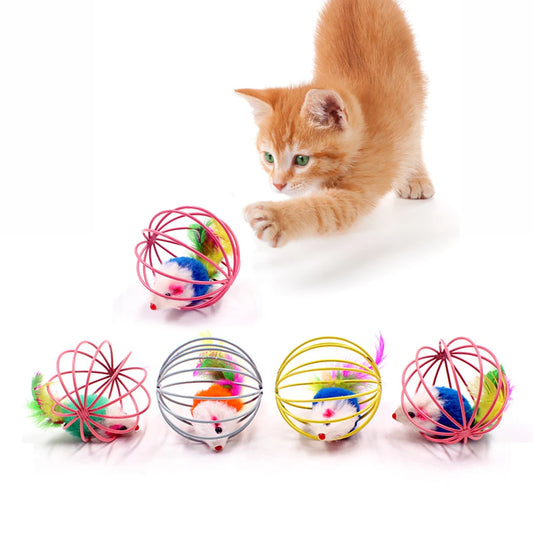 Cat Toy Stick Feather Wand With Bell Mouse Cage Toys