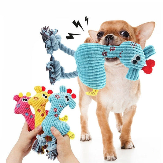 Cute Plush Giraffe Rope Pets Small Dogs Squeaky Interative Toys Deer Dolls Puppy Playing Chew Bite Toy