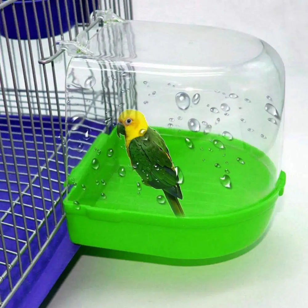 Bird Parrot Transparent Bathing Tub Bathtub Shower Box Hanging Cage Decor Small Animal Pet Bird Cleaning Tool