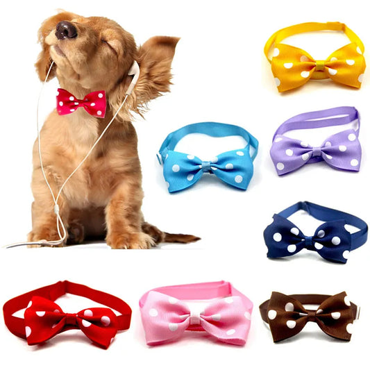 Adjustable Pets Dots Pattern Ribbon Dog Bow Ties