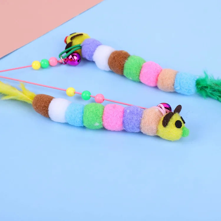 Interactive Cat Wand Toy - Feather Fishing Rod for Indoor Cats
