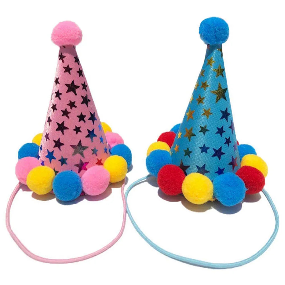 Cute Pet Birthday Caps/Bibs Design Headwear Triangle Scarf Hat Tie Collar