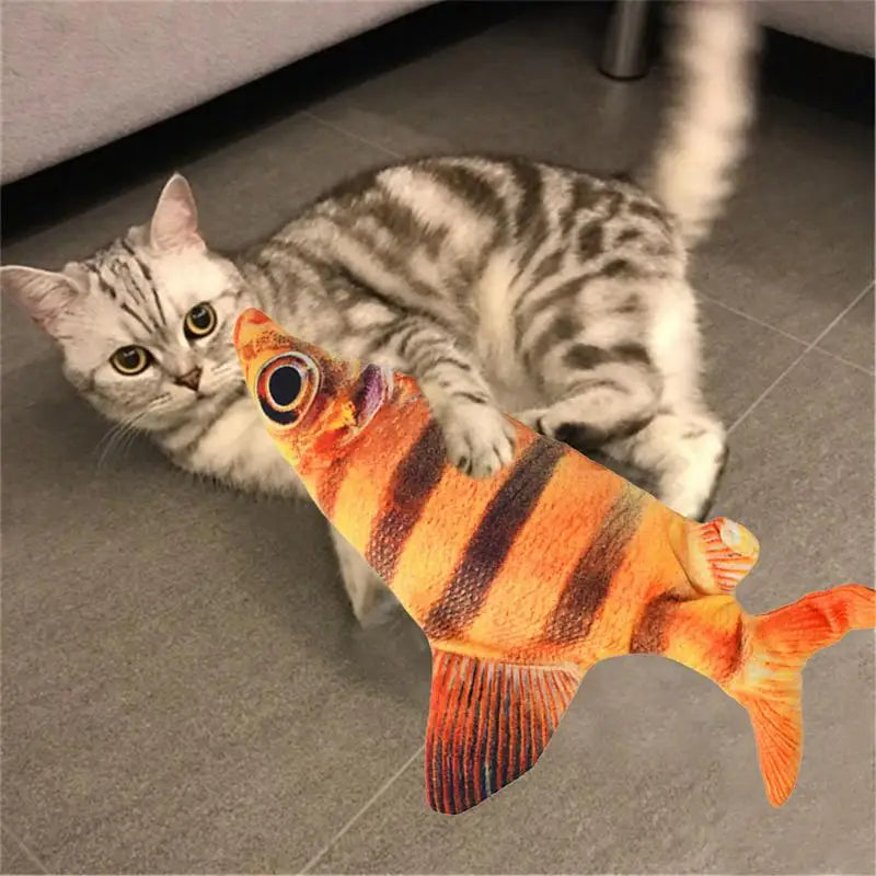 Electric Moving Fish Cat Toy Realistic Plush Simulation Electric Wagging Fish