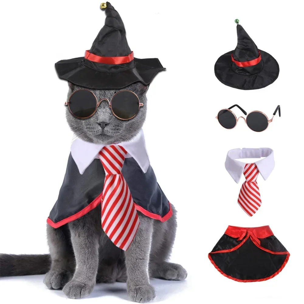 Christmas Cat Clothes Bat Wings Dog Costume Bowknot