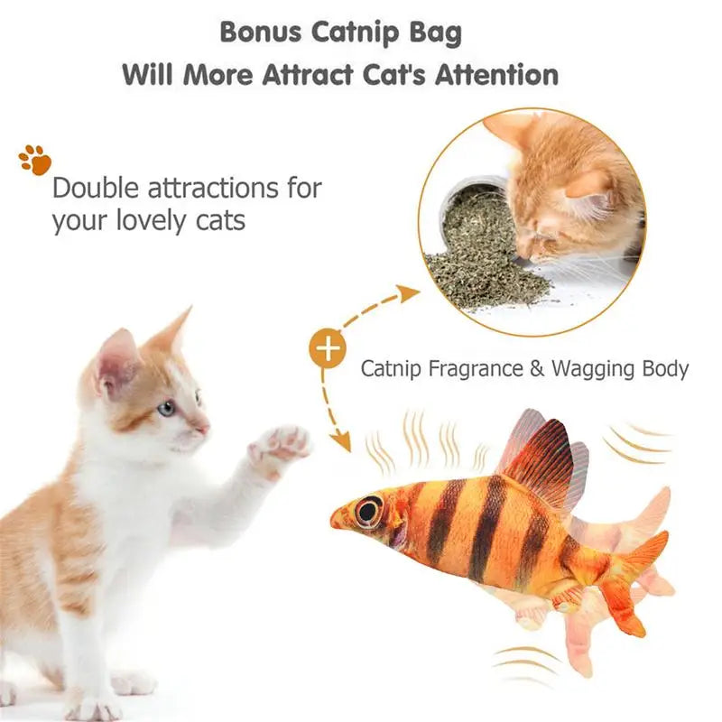 Electric Moving Fish Cat Toy Realistic Plush Simulation Electric Wagging Fish