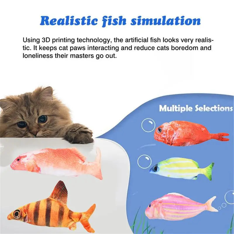 Electric Moving Fish Cat Toy Realistic Plush Simulation Electric Wagging Fish