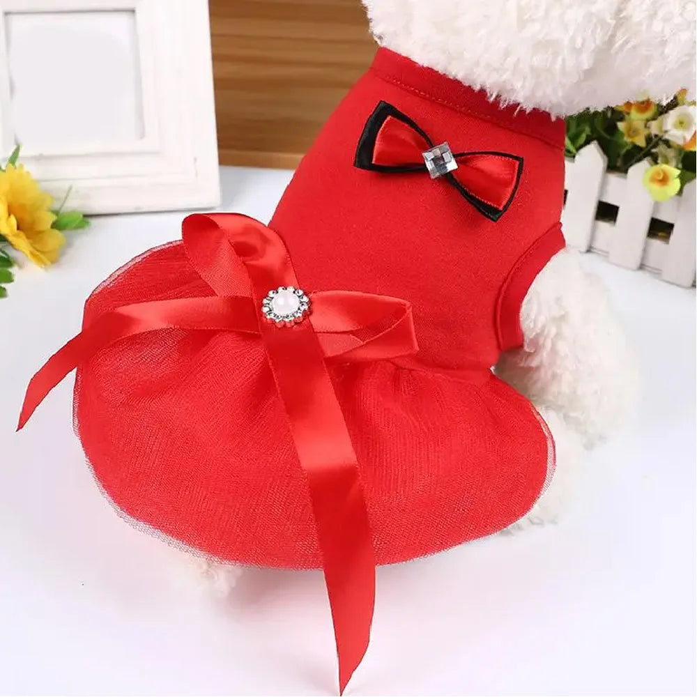 Bowknot Dog Skirt Pet Cloth Summer Cute